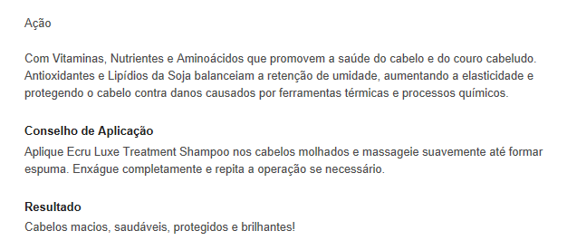 Ecru New York Luxe Treatment Shampoo pra que serve