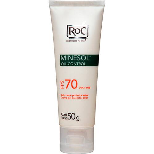 O Minesol Oil-Control da Roc FPS 70 vem em tubo de 50g.