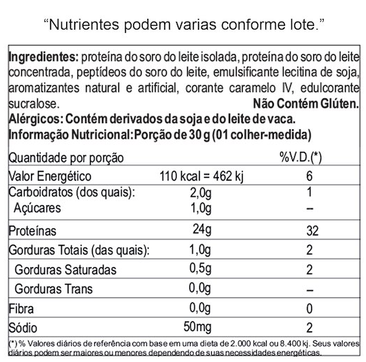 Ingredientes e informações nutricionais do Gold Standard Whey Protein da Optimum