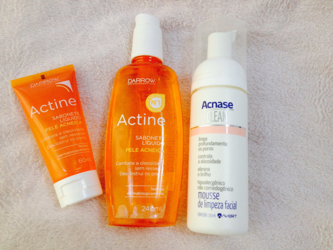 Sabonete Líquido Actine e Mousse de limpeza Acnase