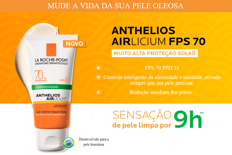 O Anthelios Airlicium com cor promete controle inteligente da oleosidade e umidade