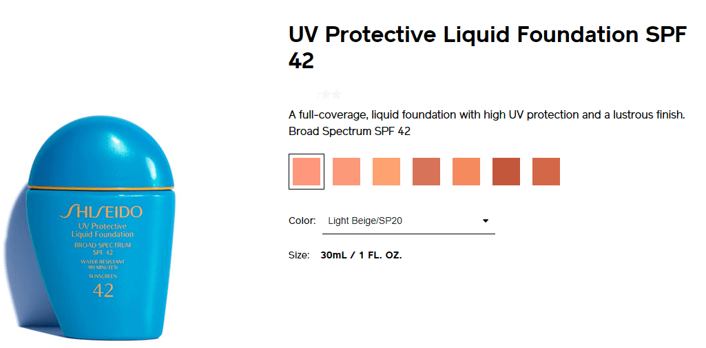 UV Liquid Foundation Shiseido cores
