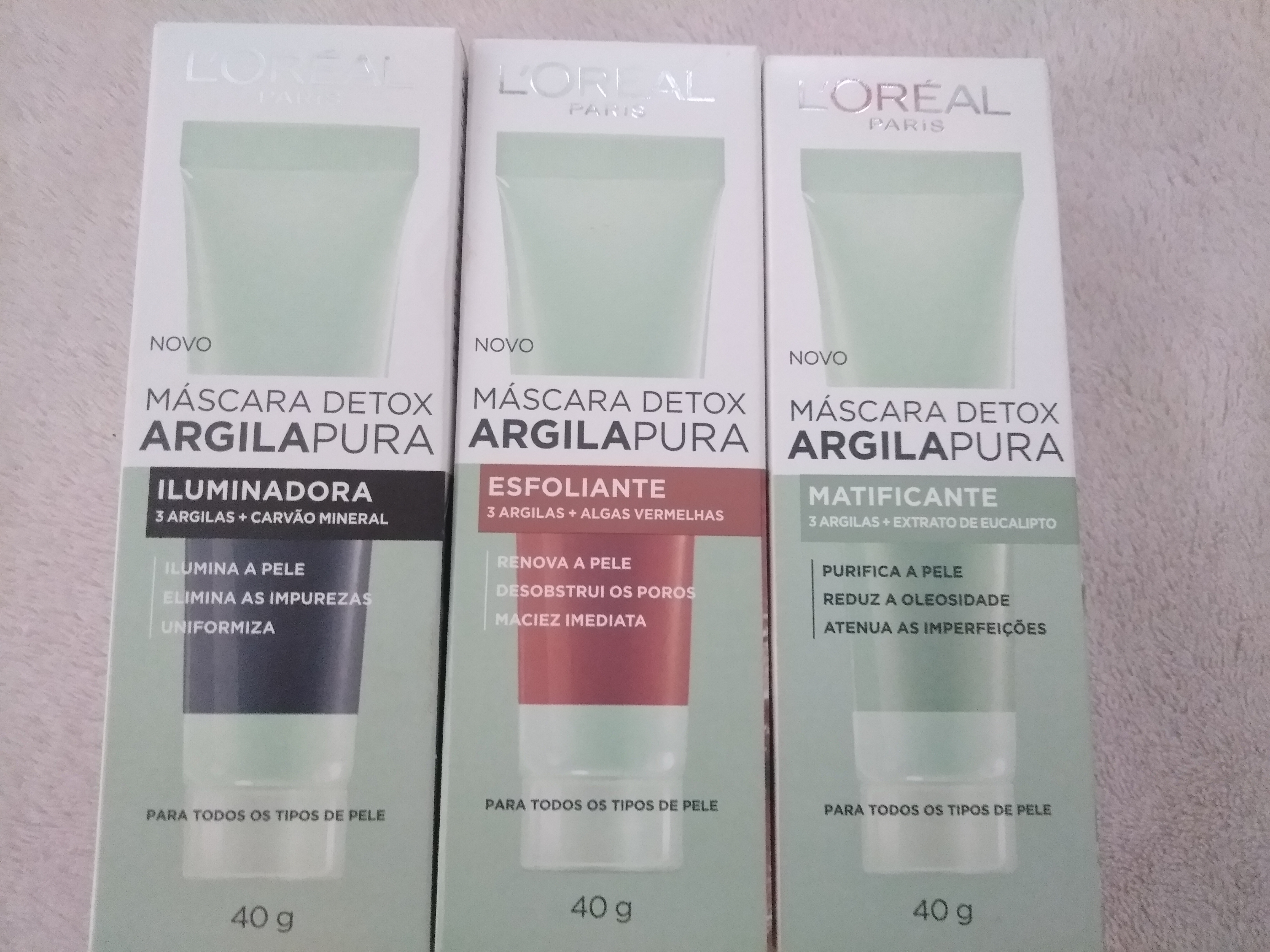 Máscaras Detox Argila Pura da L'Oréal