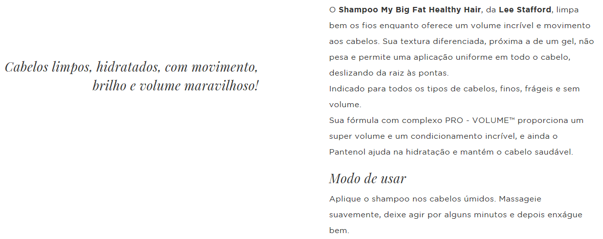 Shampoo My Big Fat Healthy Hair da Lee Stafford pra que serve