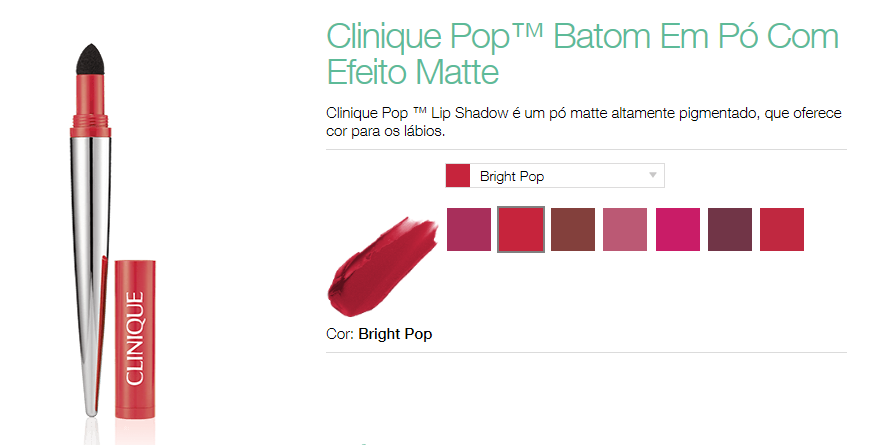 Batom em pó Clinique cor Bright Pop
