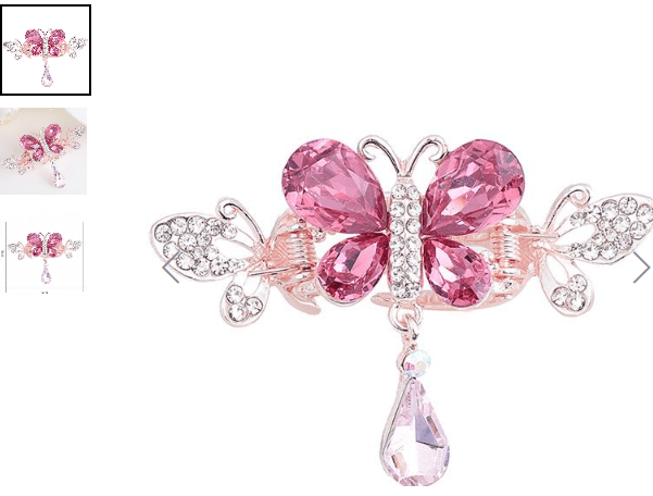 presilha de cabelo pedra borboleta