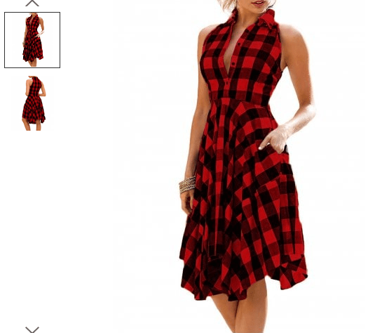 Vestido xadrez vermelho elegante