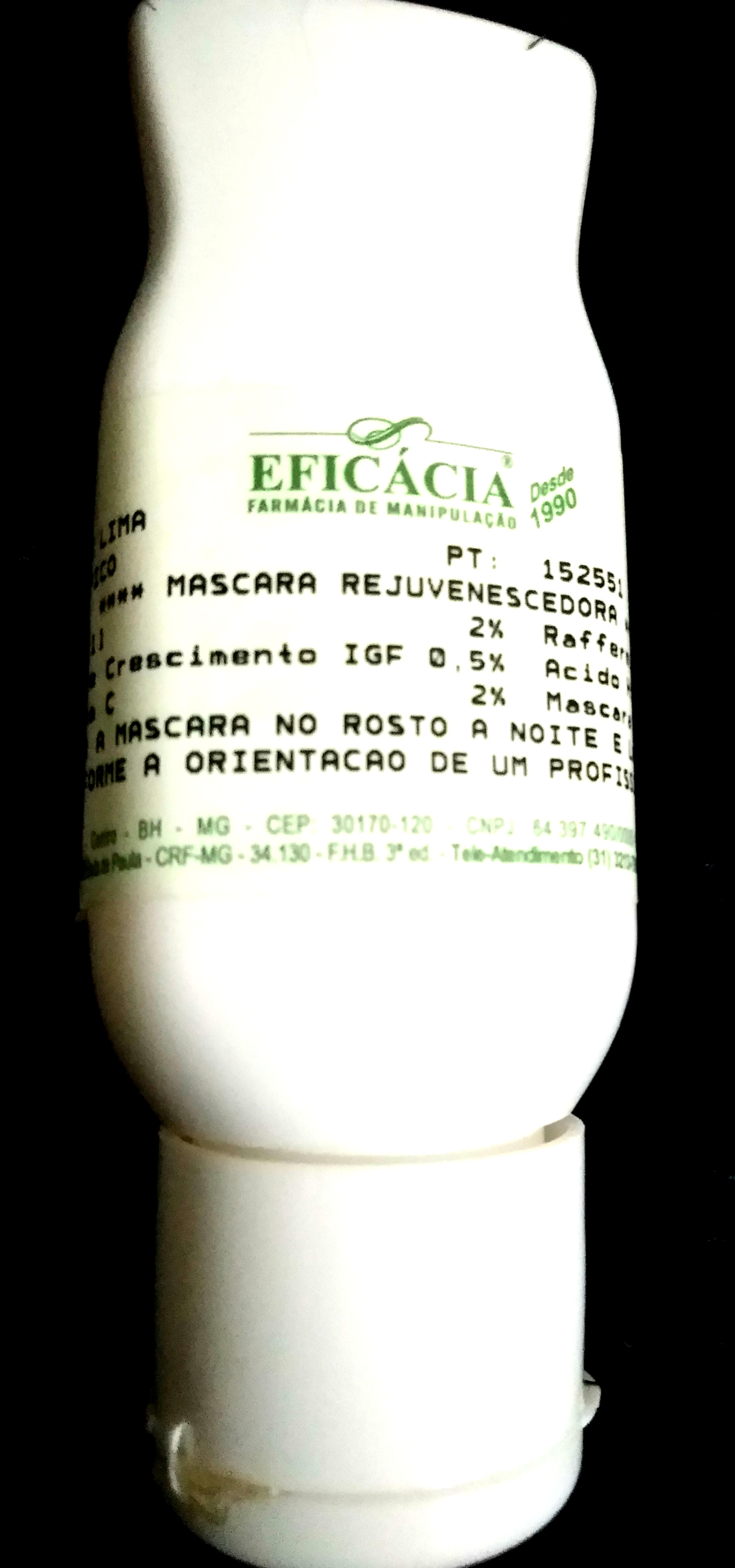 Máscara rejuvenescedora com Adipofill, Raffermine, Ácido hialuronico, Vitamina C e Fator de Crescimento IGF