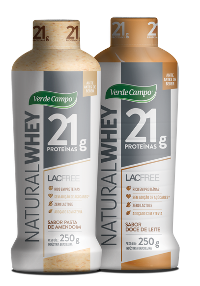 Natural Whey 21g sabores Pasta de Amendoim e Doce de Leite
