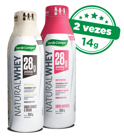 Natural Whey embalagens de 500g com 28g de proteínas