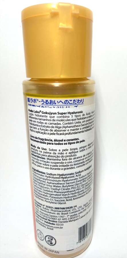 Super Hyaluronic Lotion Gokujyun Hada Labo: especificações