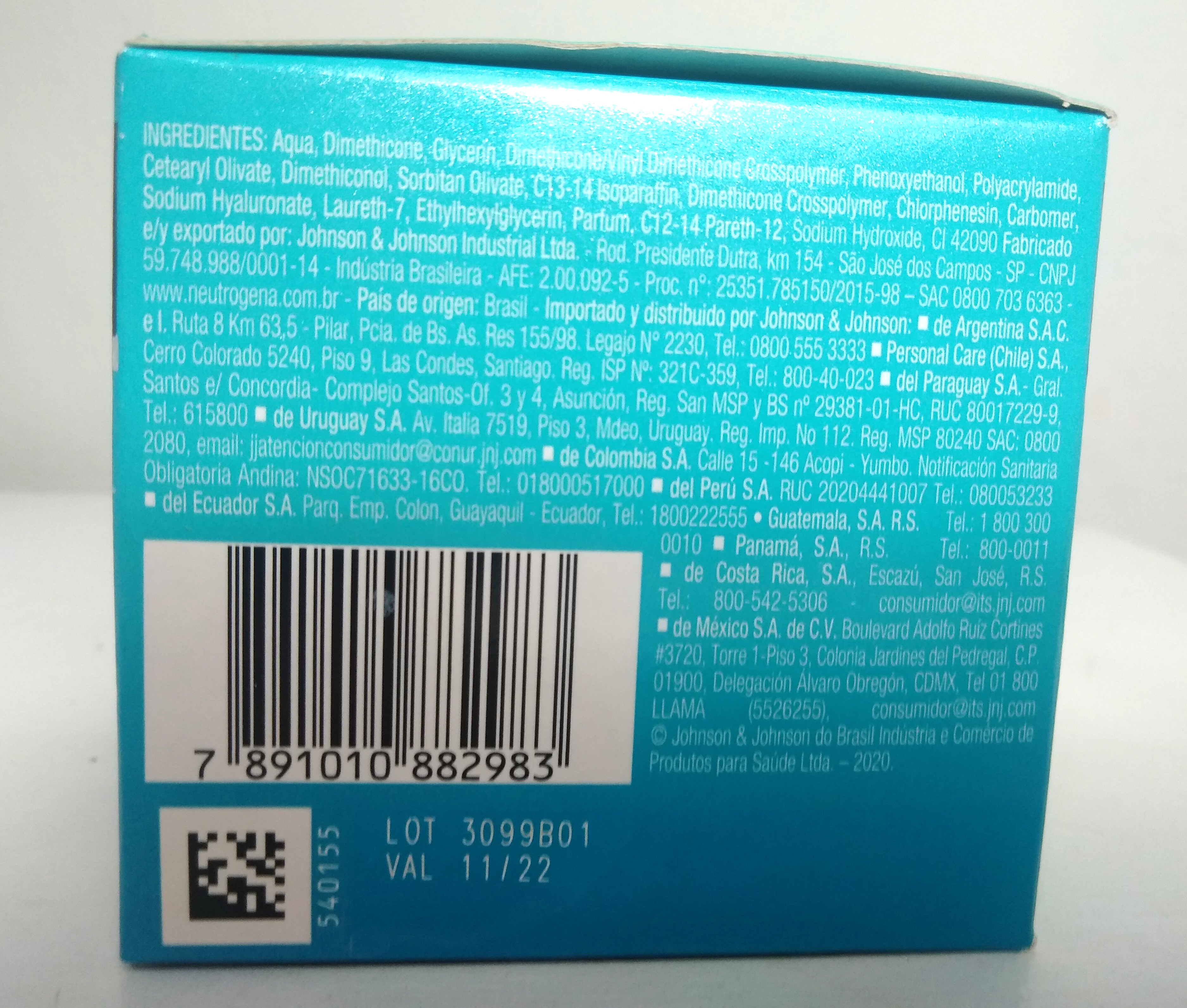 Hidratante facial Neutrogena Hydro Boost: ingredientes