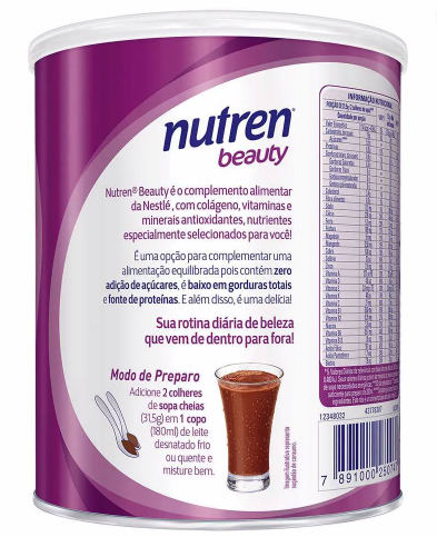 Verso da embalagem Nutren Beauty Dark Chocolate.