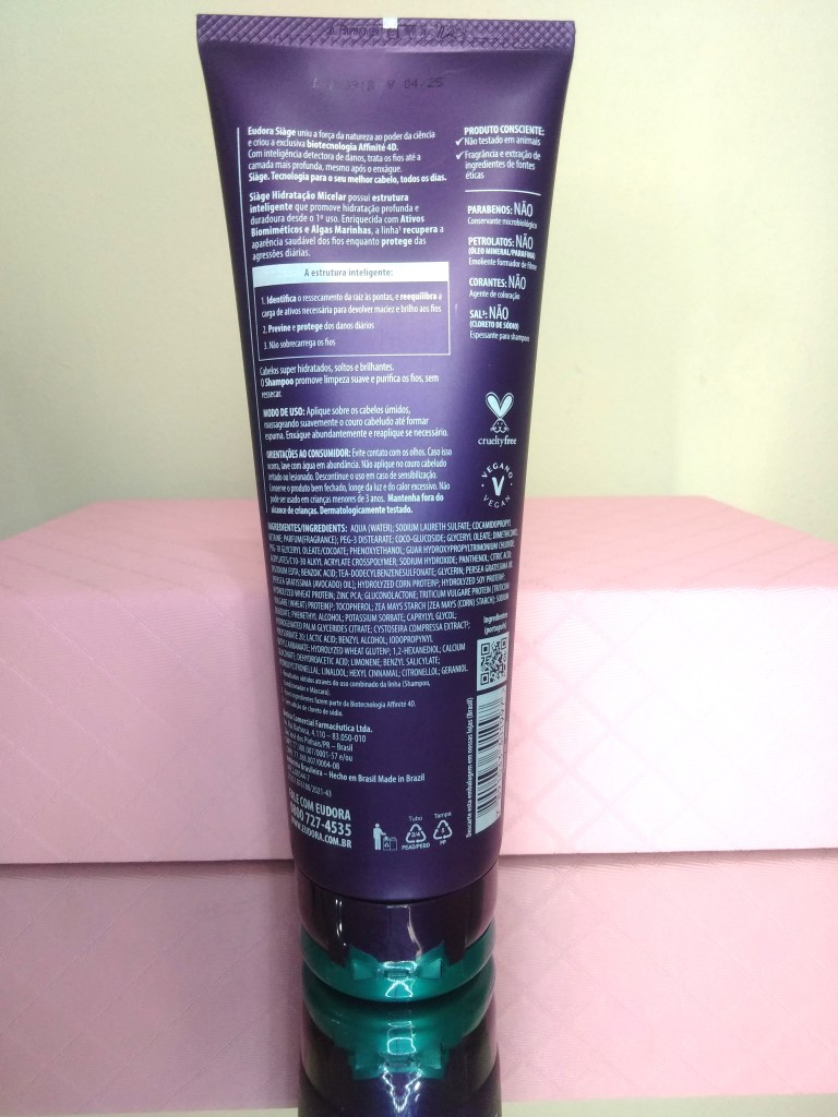 Shampoo Hidratação Micelar Eudora Siage