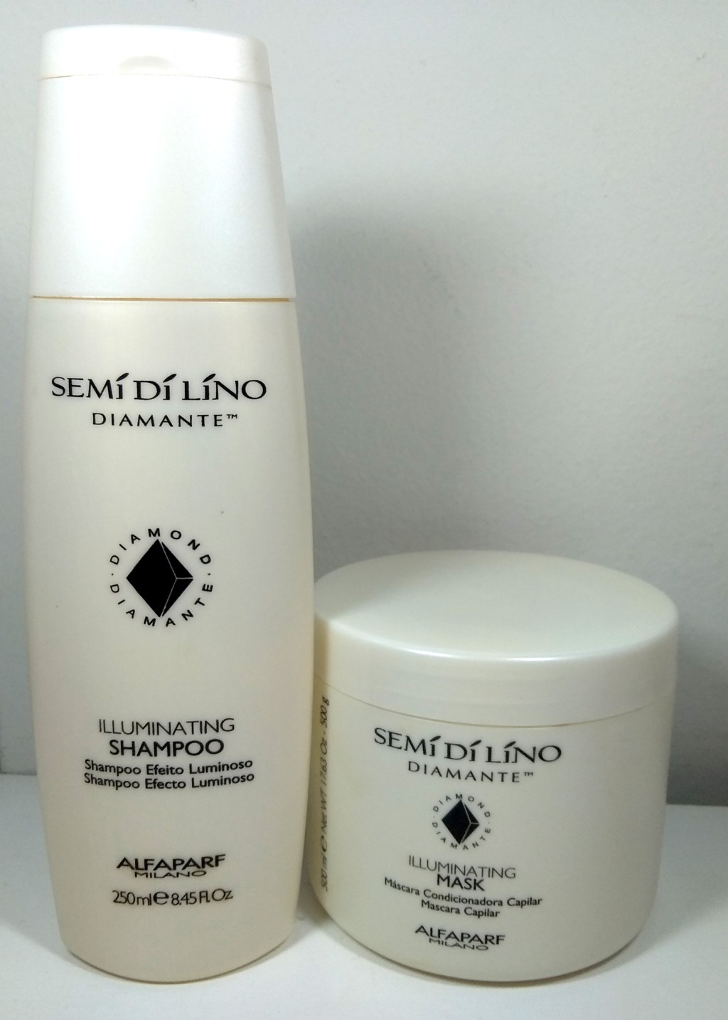 Shampoo e máscara Semí Dí Líno Diamante da Alfaparf