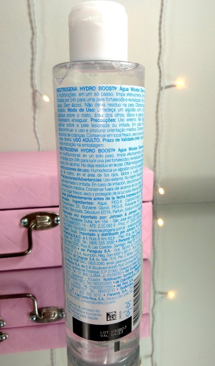 Água Micelar Hydro Boost Neutrogena: especificações