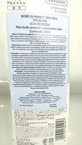 O protetor solar Bioré UV Perfect Face Milk é de origem japonesa