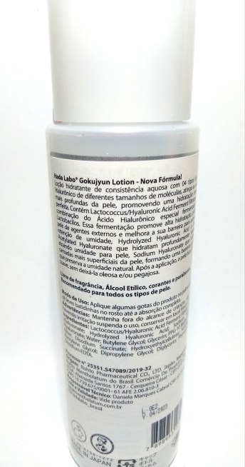 Loção hidratante Gokujyun da Hada Labo: especificações